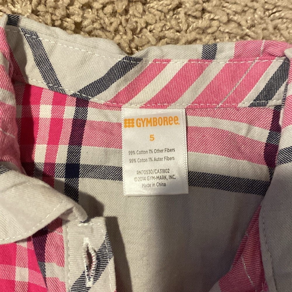 Gymboree size 5 pink gray plaid shirt dress - Picture 4 of 4